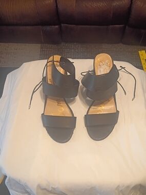 Sam Edelman Black Strappy Lace-Up Heels